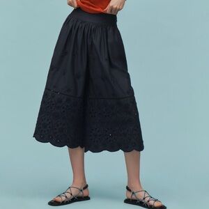 Maeve Embroidered Skirty Culottes Eyelet Midnight Navy Size M